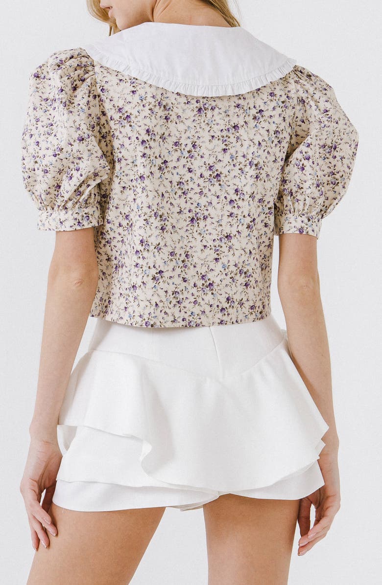 English Factory Oversized Collar Floral Double Breasted Blouse, Alternate, color,