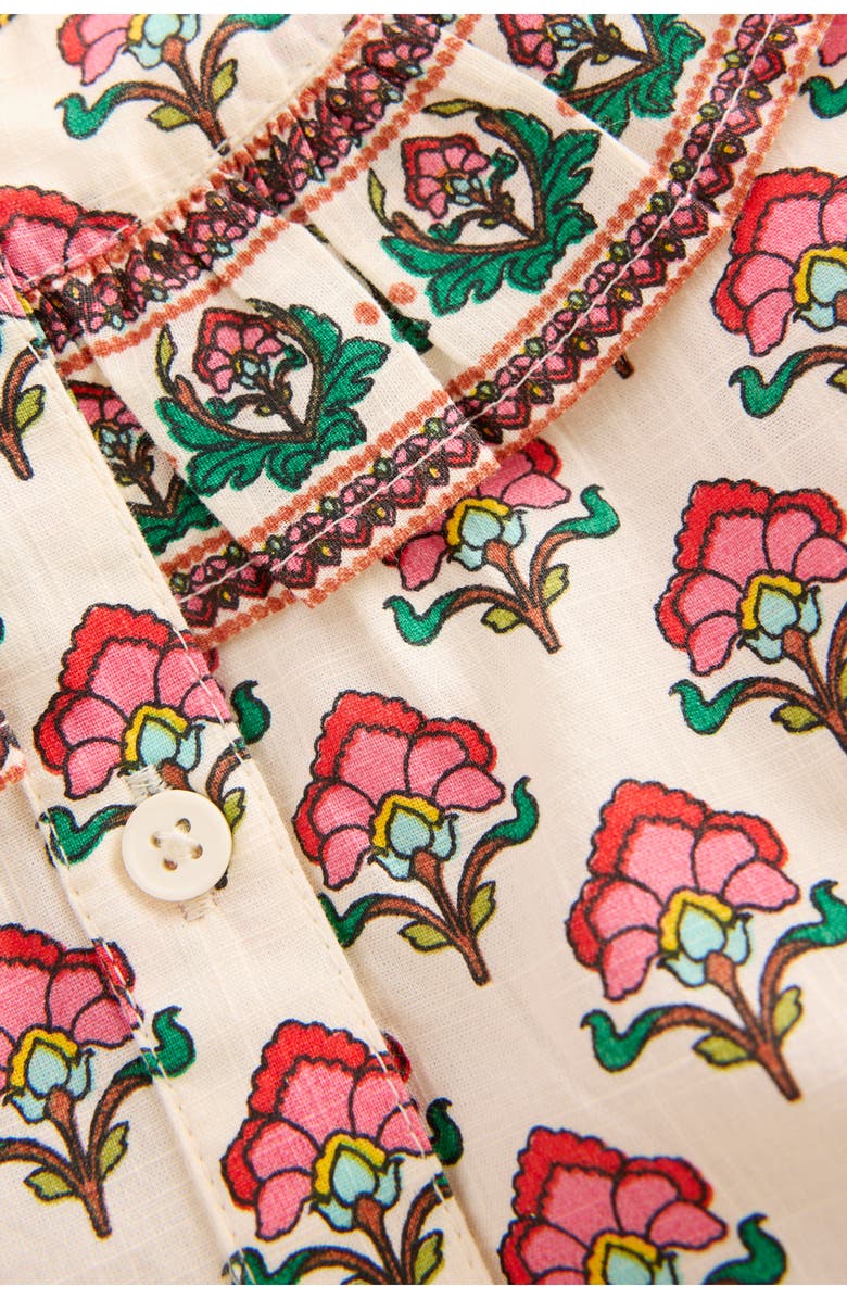 Mini Boden Frill Yoke Top, Alternate, color, Woodblock Flower