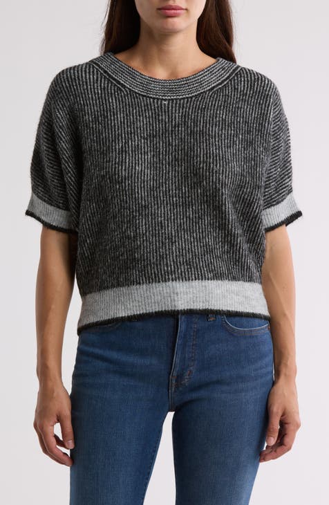 Mock Neck Short Sleeve Sweater T-Shirt