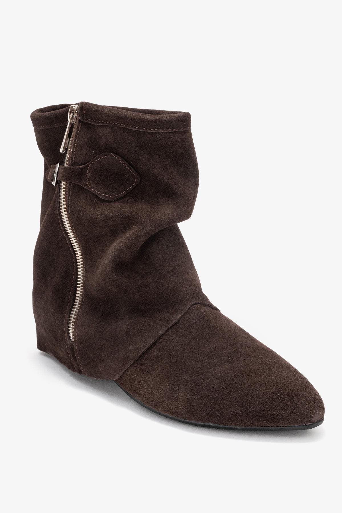 Noar Leather Zip Boot, Main, color, Brown Suede Leather