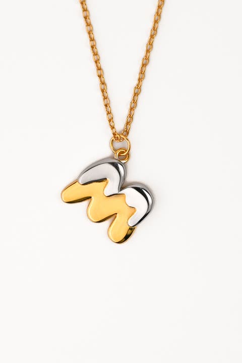 Two Tone Bubble Initial Necklace