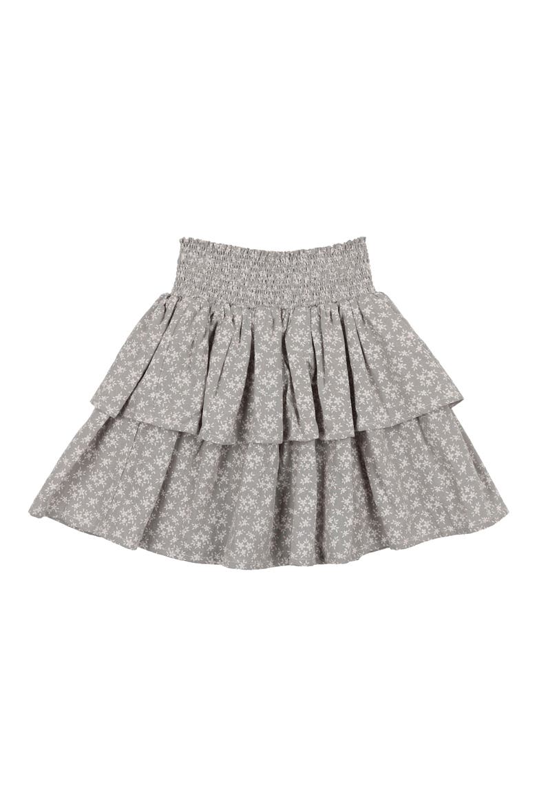 Kids' Textured Floral Tiered Cotton Blend Skirt, Main, color, SLATE