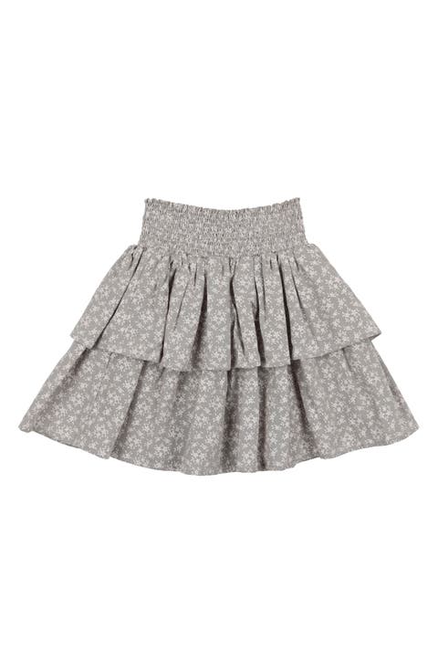 Kids' Textured Floral Tiered Cotton Blend Skirt (Toddler)