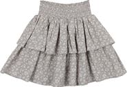Manière Kids' Textured Floral Tiered Cotton Blend Skirt