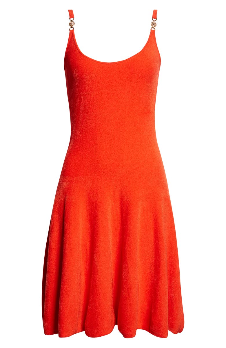 Versace Medusa '95 Chenille Fit & Flare Dress, Alternate, color, Bright Scarlet