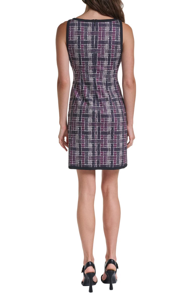 Tweed Print Sleeveless Ponte Minidress, Alternate, color, FIG/ TRUFFLE COMBO