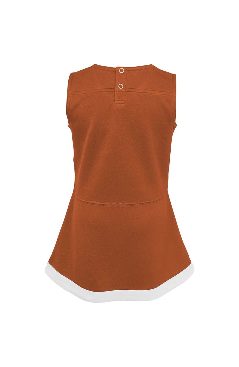 Outerstuff Girls Youth Burnt Orange/White Texas Longhorns Cheer Captain Jumper Dress, Alternate, color, Burnt Orange