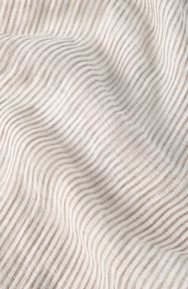 Brunello Cucinelli Sparkling striped linen scarf, Alternate, color, Panama