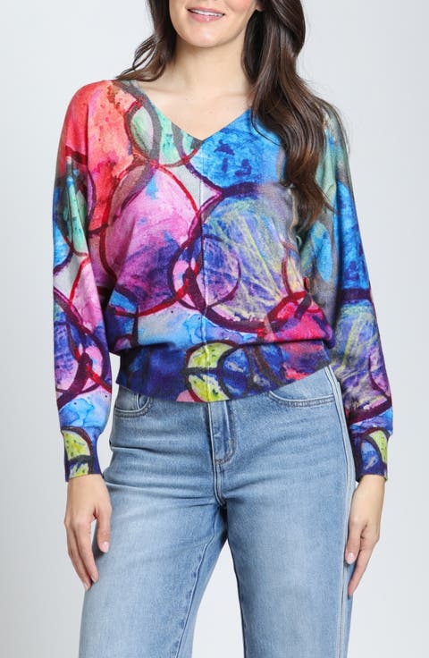 Overlapping Circles V-Neck Sweater