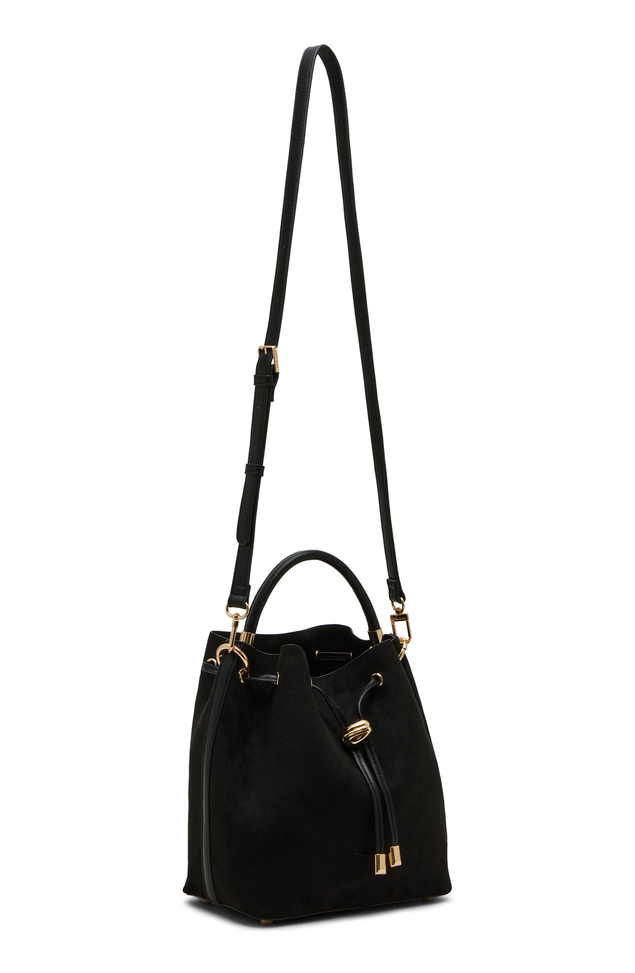 Anne Klein Midi Shoulder Bucket Bag, Alternate, color, Black