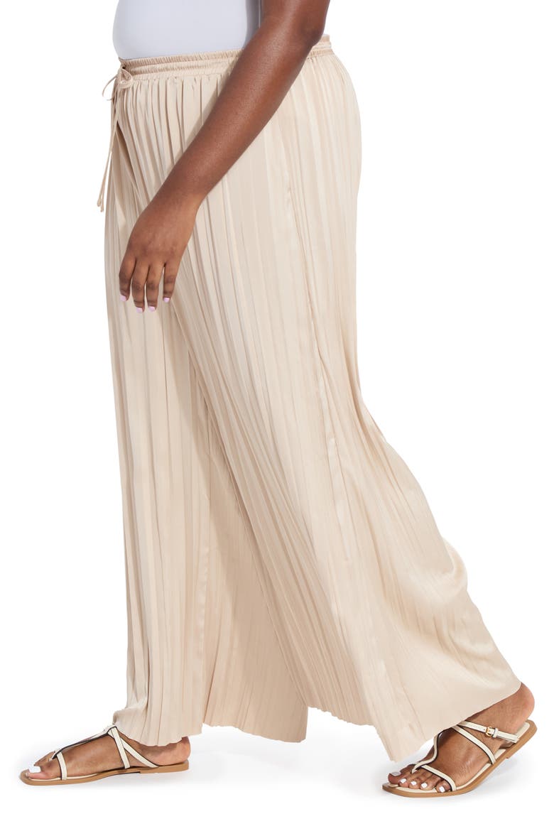 The Packable Pleated Wide Leg Satin Pants, Alternate, color, CHABLIS