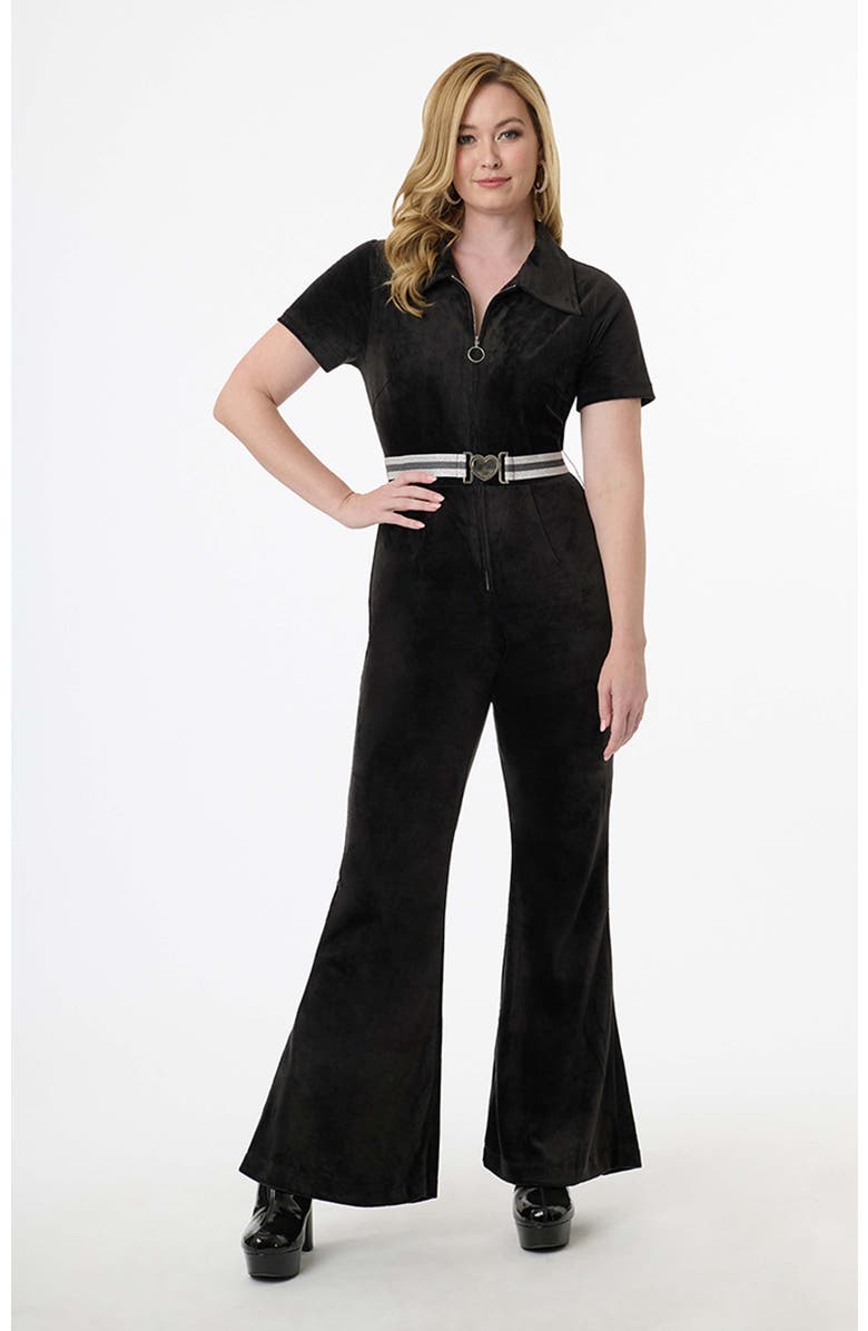 Smak Parlour Belted Flare Jumpsuit, Main, color, Black