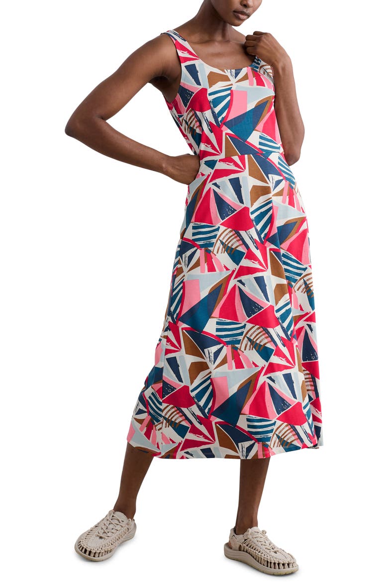 Sun Gleam Sleeveless Stretch Organic Cotton Jersey Midi Dress, Main, color, SPINNAKER SAILS CHALK