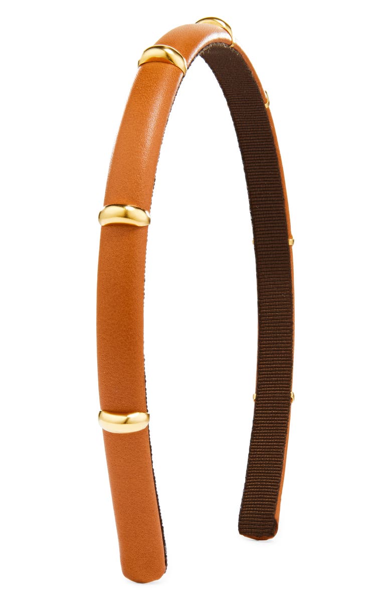 L. Erickson Chiara Faux Leather Headband, Main, color, Brown