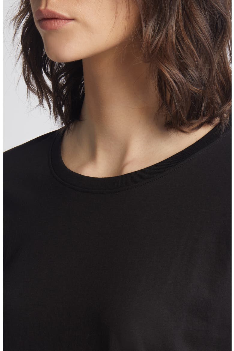 Crewneck Organic Cotton Jersey Top, Alternate, color, BLACK