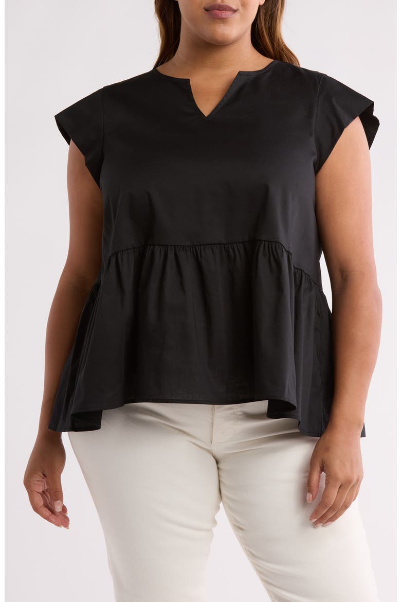 Peplum Poplin Top, Main, color, BLACK