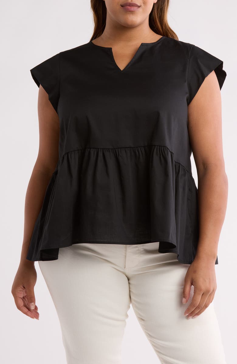 Renee C Peplum Poplin Top, Main, color,