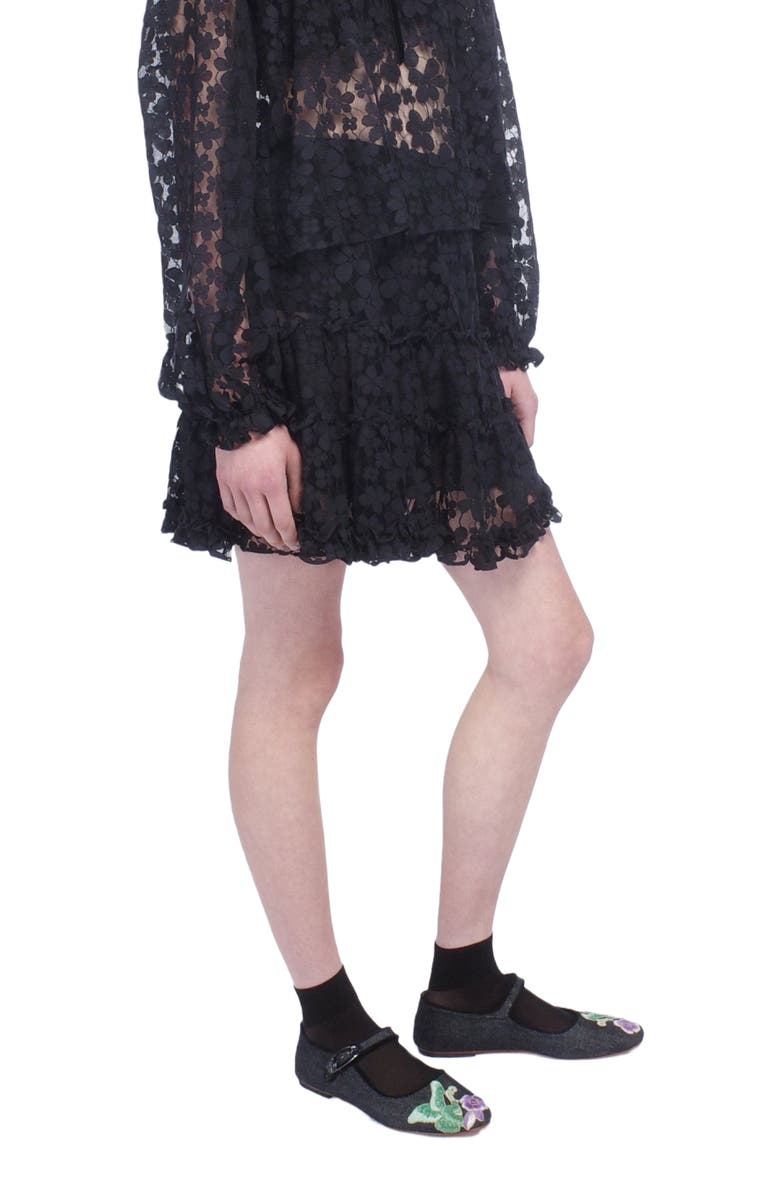 Anna Sui Shadow Blossom Tulle Tiered Petticoat Skirt, Alternate, color,