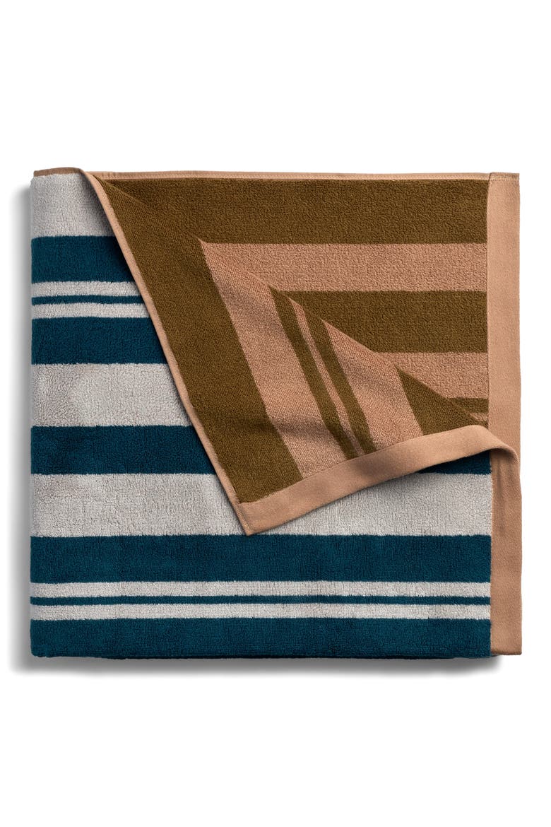 Casita Stripe Beach Towel, Main, color, DOVE AND PEACOCK
