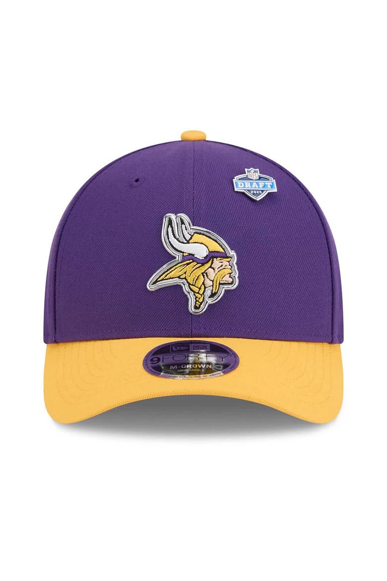 Men's New Era  Purple/Gold Minnesota Vikings 2026 NFL Draft 9FORTY M-Crown Adjustable Hat, Alternate, color, Purple