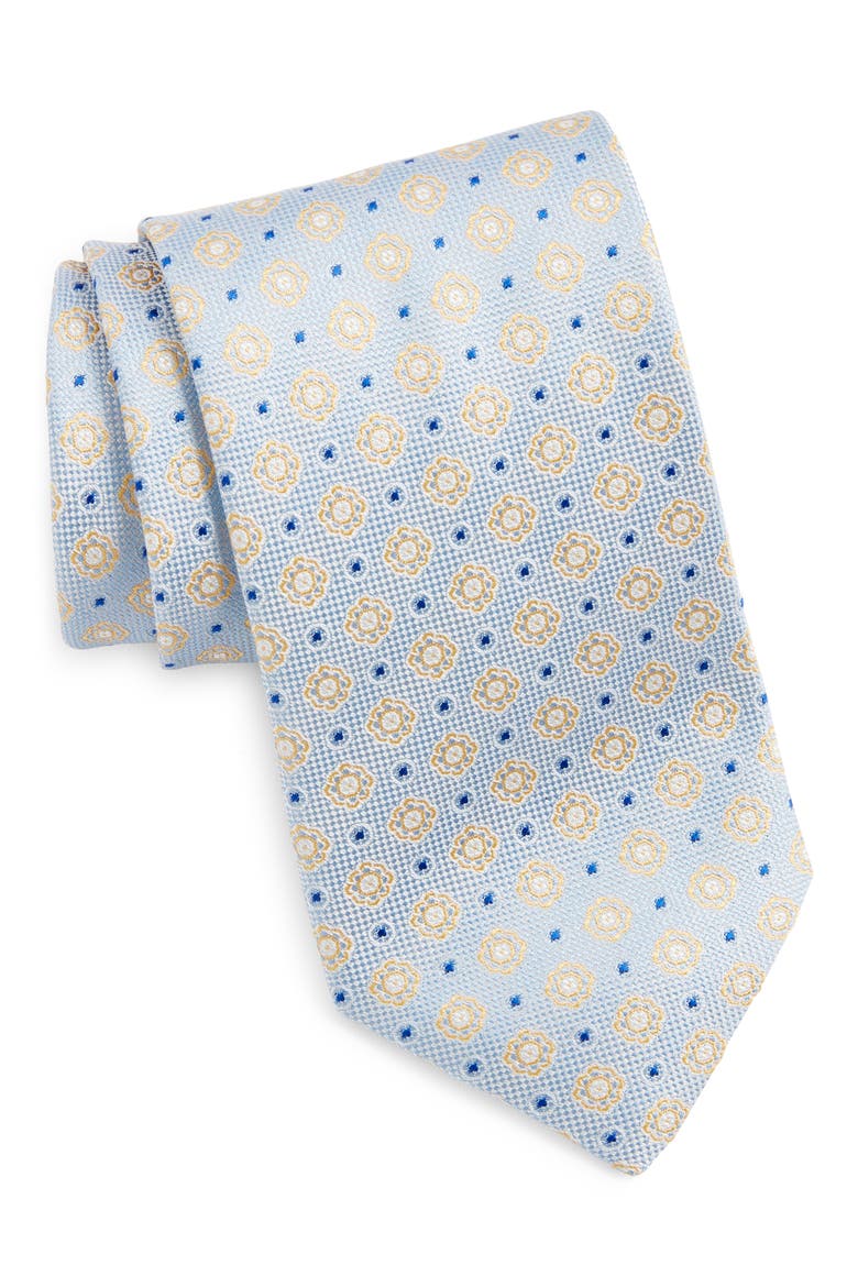 Neat Medallion Silk Tie, Main, color, LIGHT BLUE