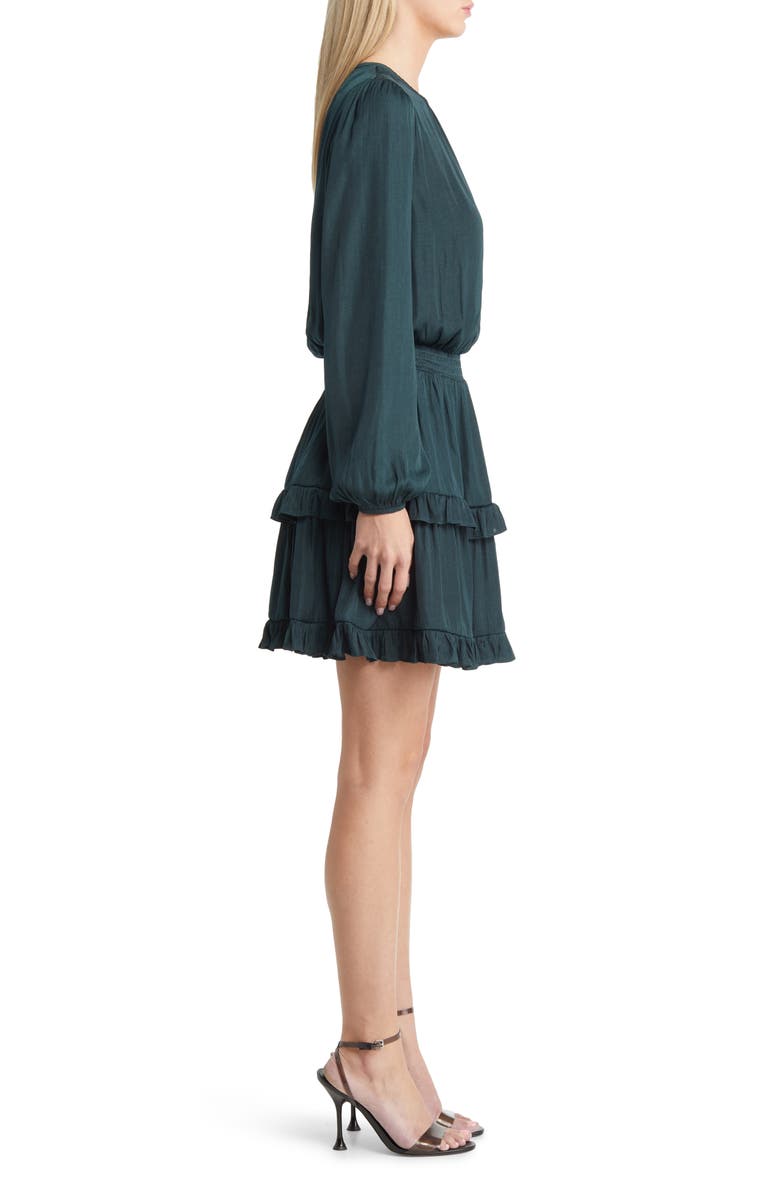 Socialite Smocked Tiered Long Sleeve Satin Dress, Alternate, color, 