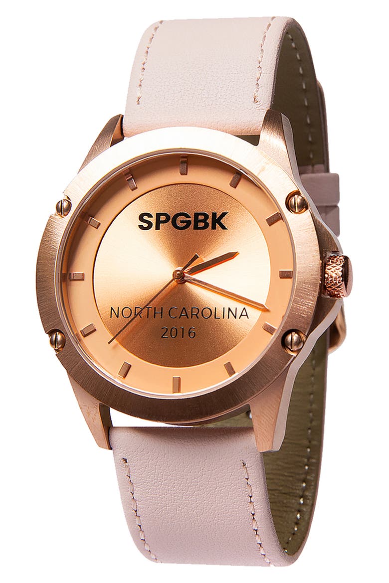 Elizabeth Leather Strap Watch, 44mm, Main, color, ROSE GOLD