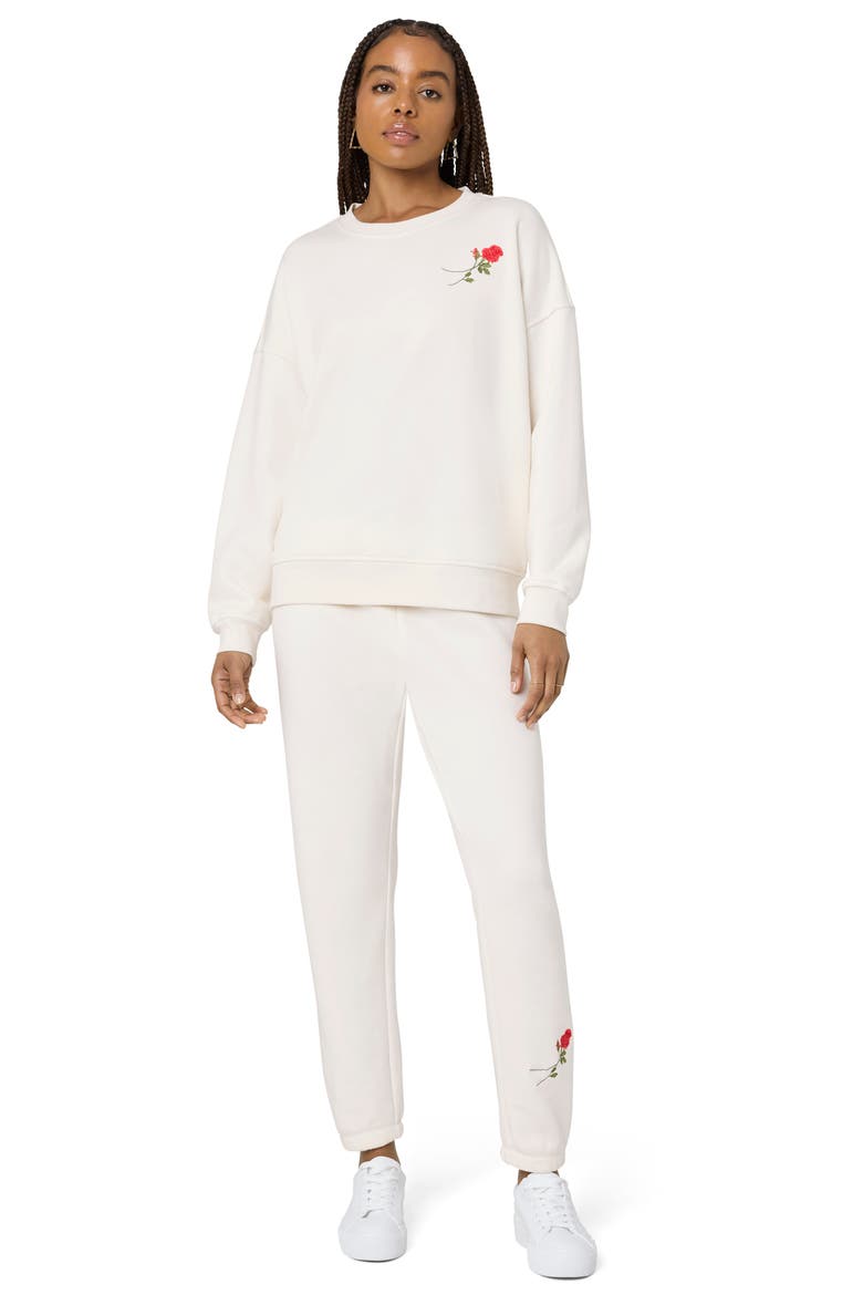 Cozy Crush Forever Embroidered Oversize Sweatshirt, Alternate, color, JET STR ROSE