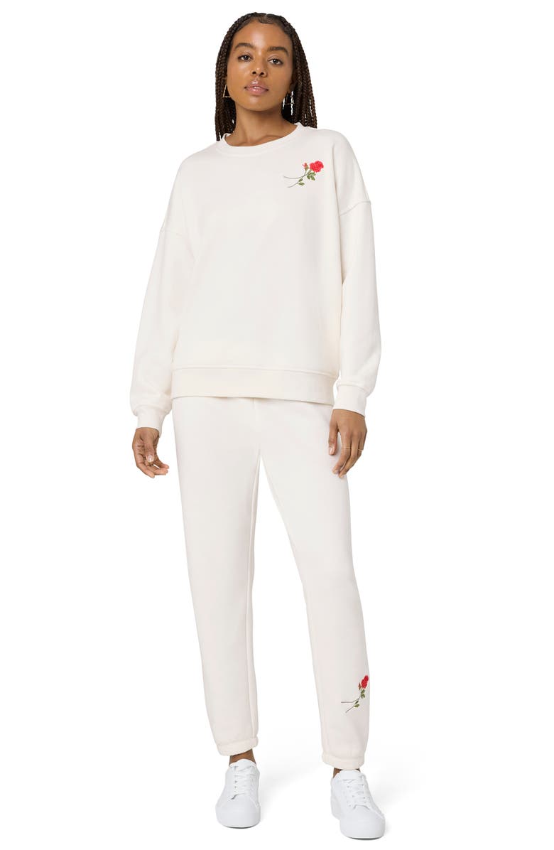 Florence by Mills Cozy Crush Forever Embroidered Oversize Sweatshirt, Alternate, color, Jet Str Rose