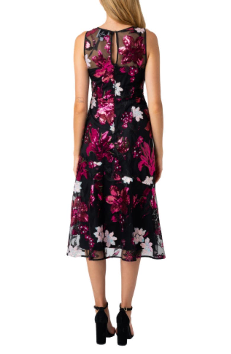 Sam Edelman Floral Sequin Strapless Midi Dress, Alternate, color, Pink/ Black