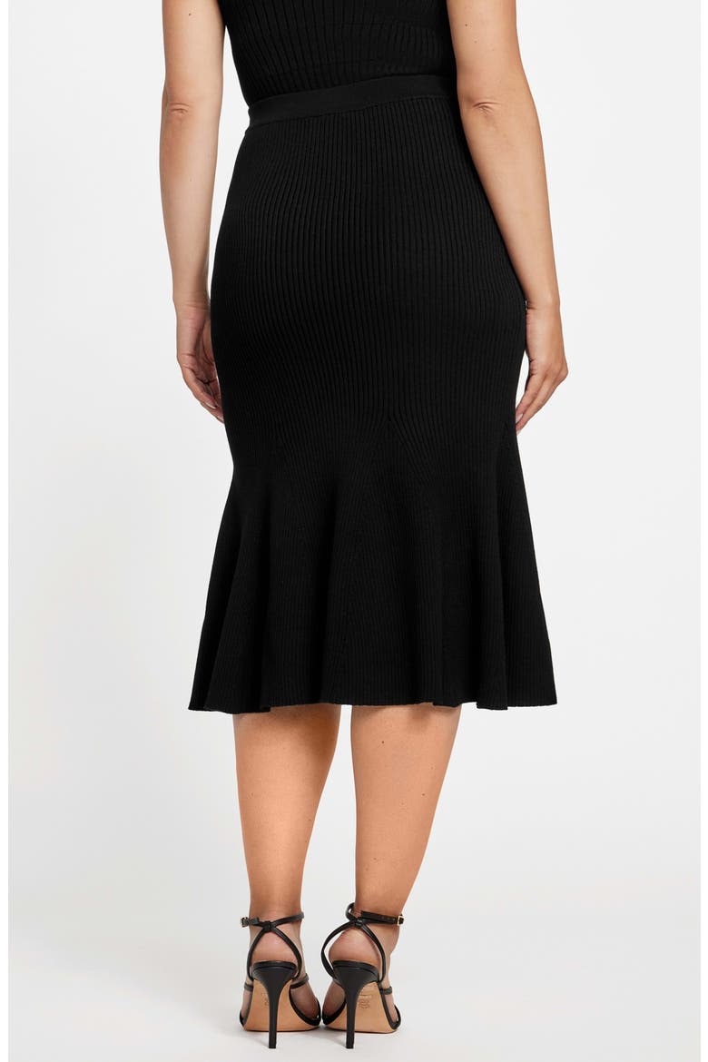Agathe Rib Flare Sweater Skirt, Alternate, color, BLACK-BLACK