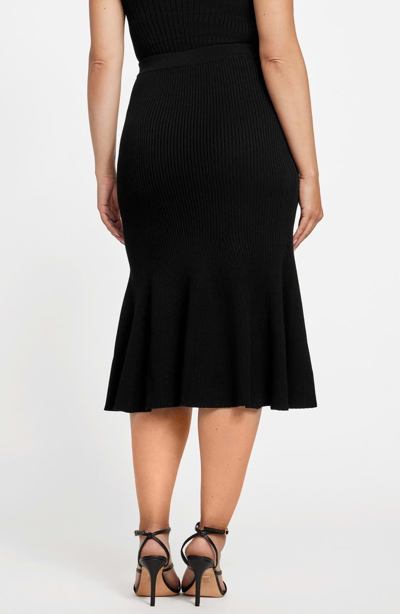Marciano Agathe Rib Flare Sweater Skirt, Alternate, color, Black-Black