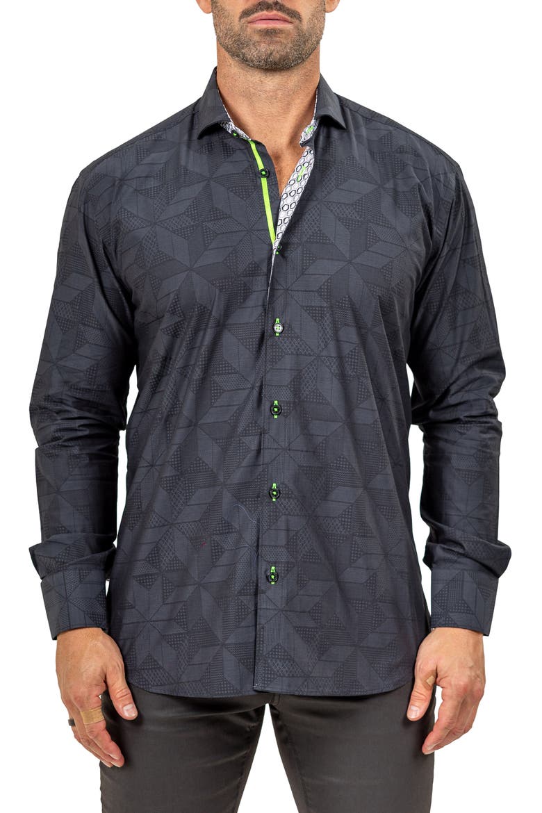 Eins Marthy Contemporary Fit Cotton Button-Up Shirt, Main, color, BLACK