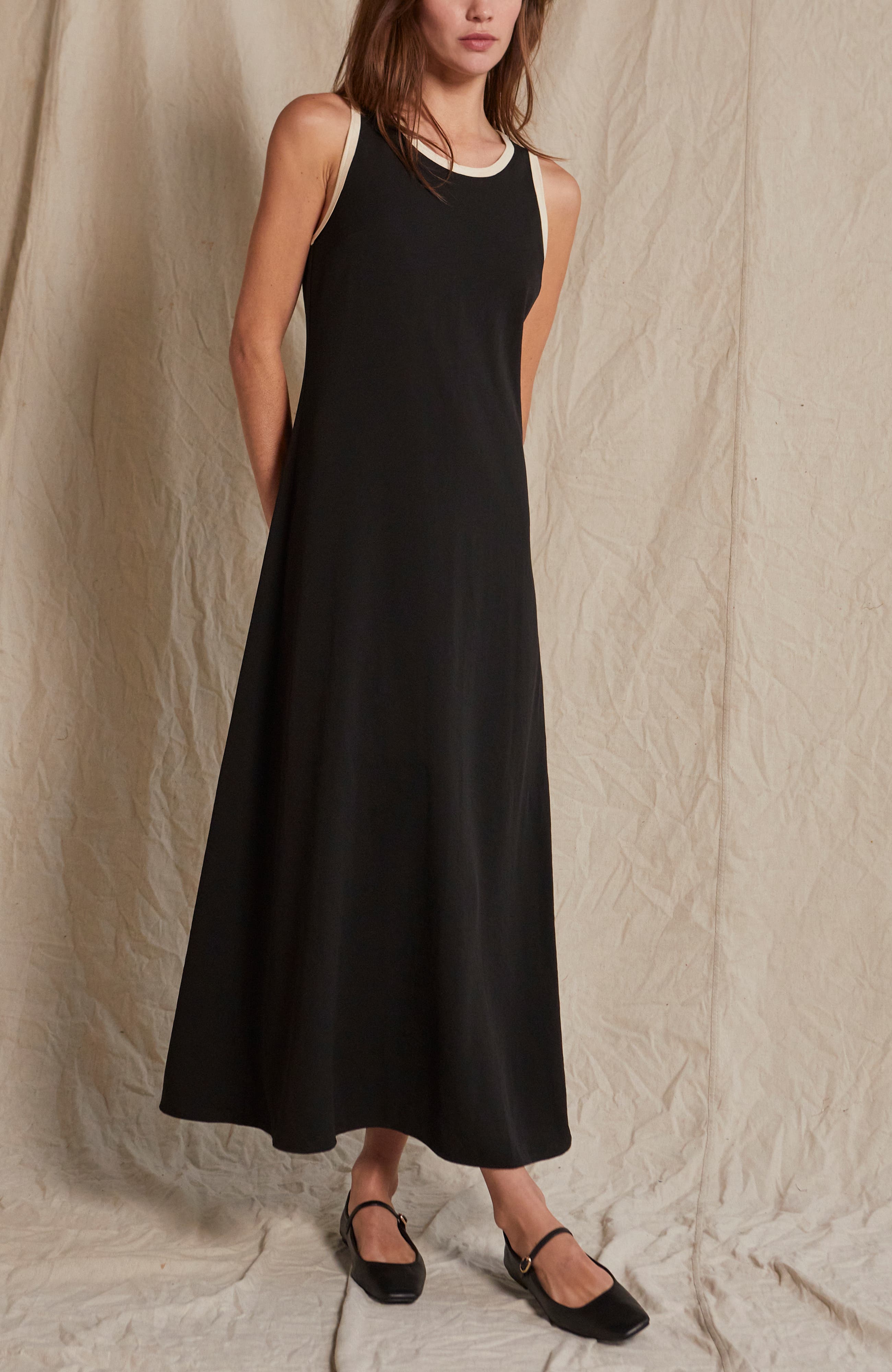 Suede Trim Chiffon Maxi Dress - image 2