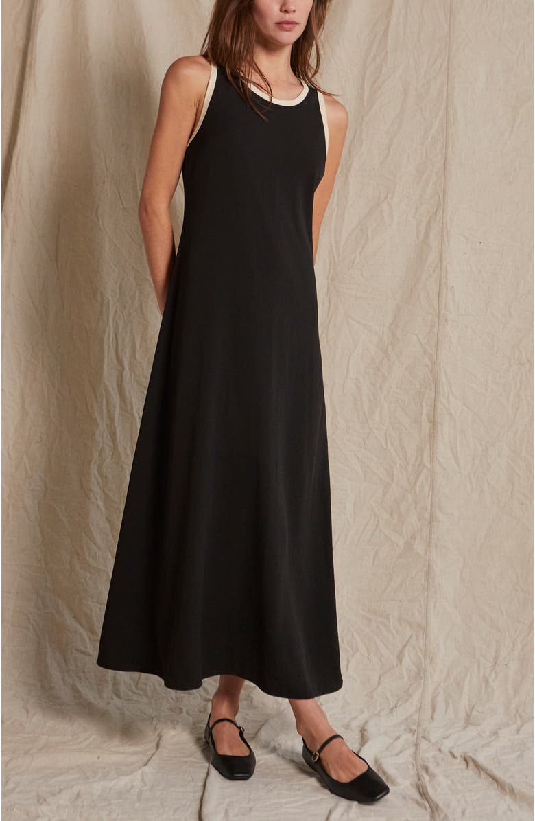 CRESCENT Suede Trim Chiffon Maxi Dress, Alternate, color, Black