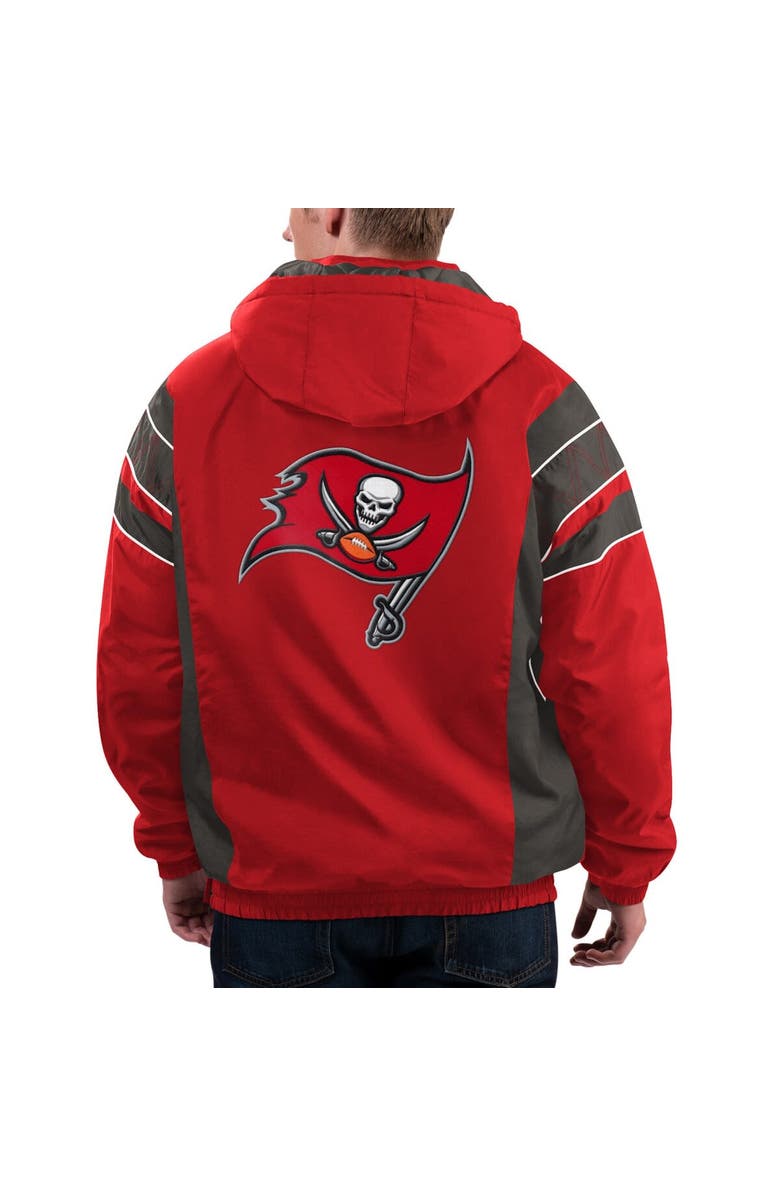 STARTER Men's Starter Red/Pewter Tampa Bay Buccaneers Home Team Half-Zip Hoodie Jacket, Alternate, color,