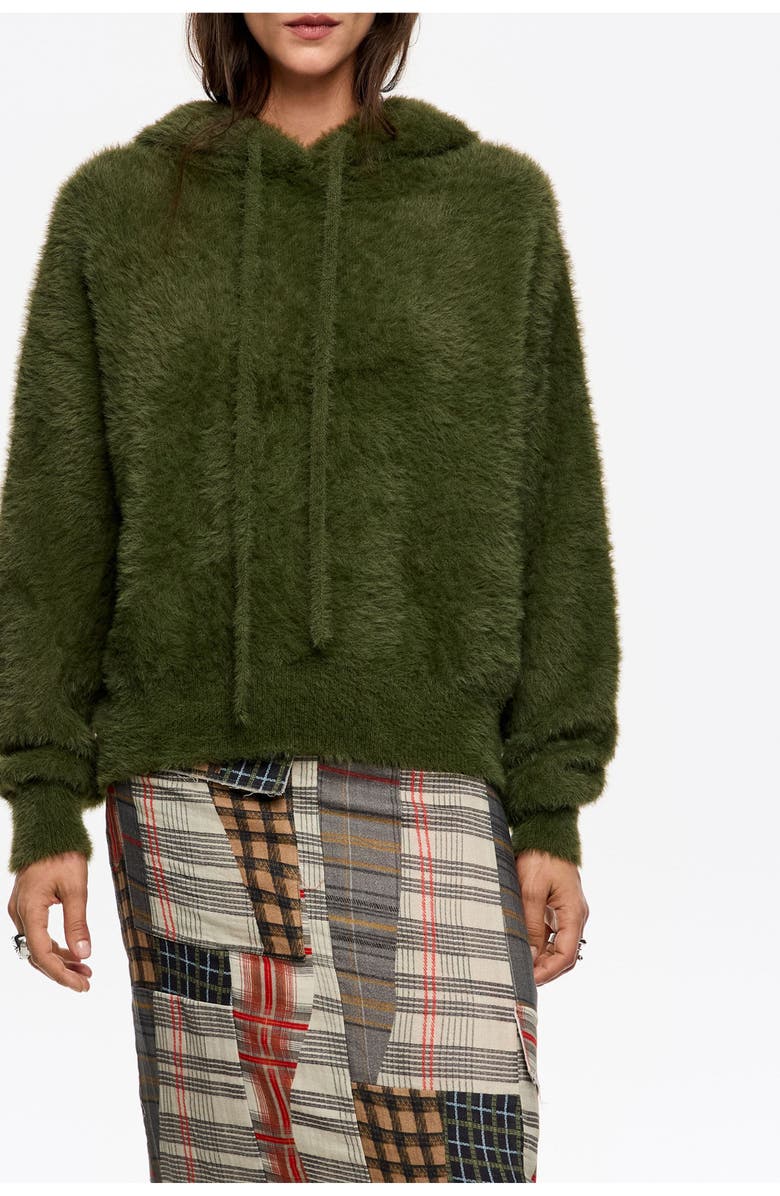 Bimba y Lola Fur Hoodie, Main, color, Green