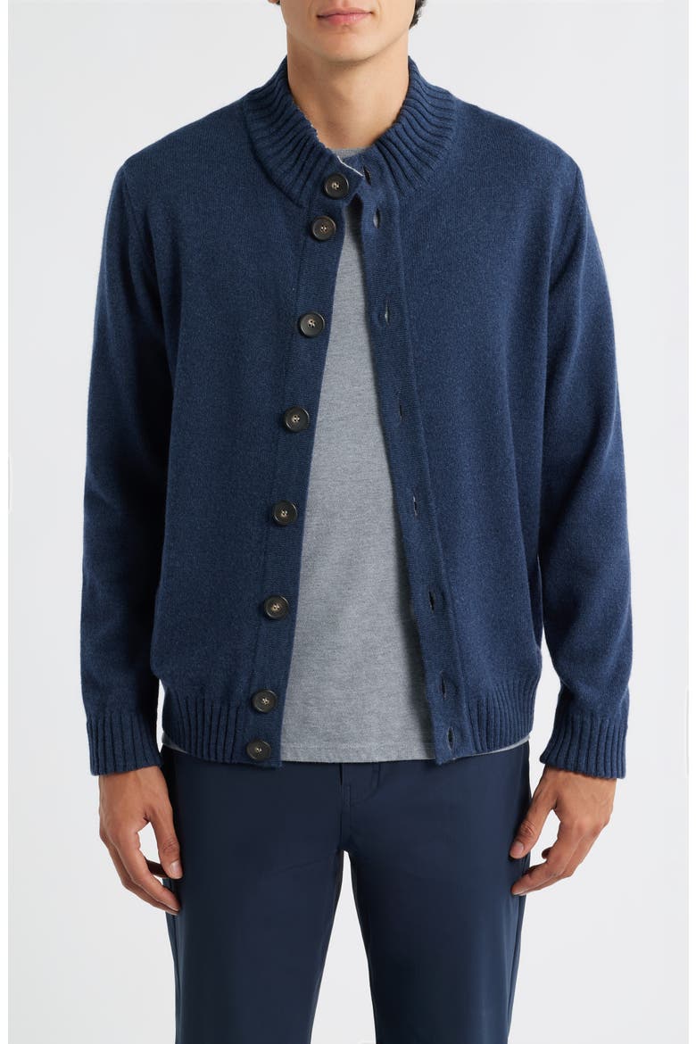 Merino Wool & Cashmere Cardigan, Main, color, DARK BLUE