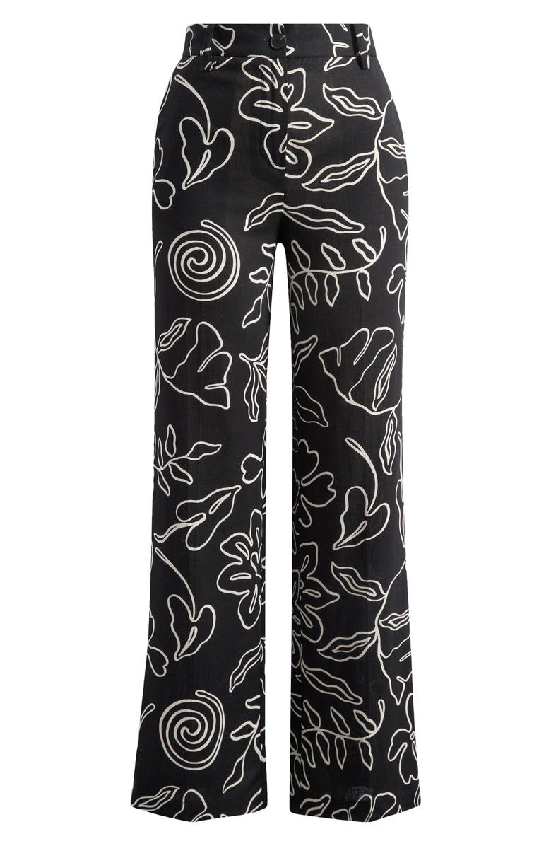 MANGO Liza Print Wide Leg Pants, Alternate, color, Black