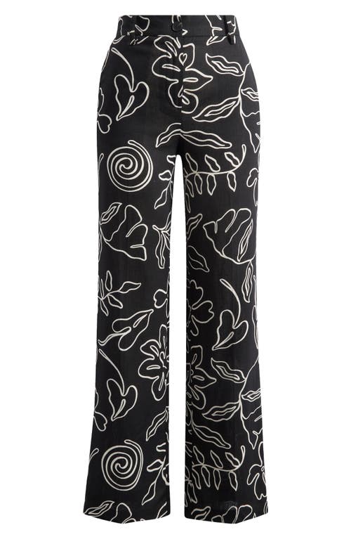 Mango Liza Print Wide Leg Pants In Black
