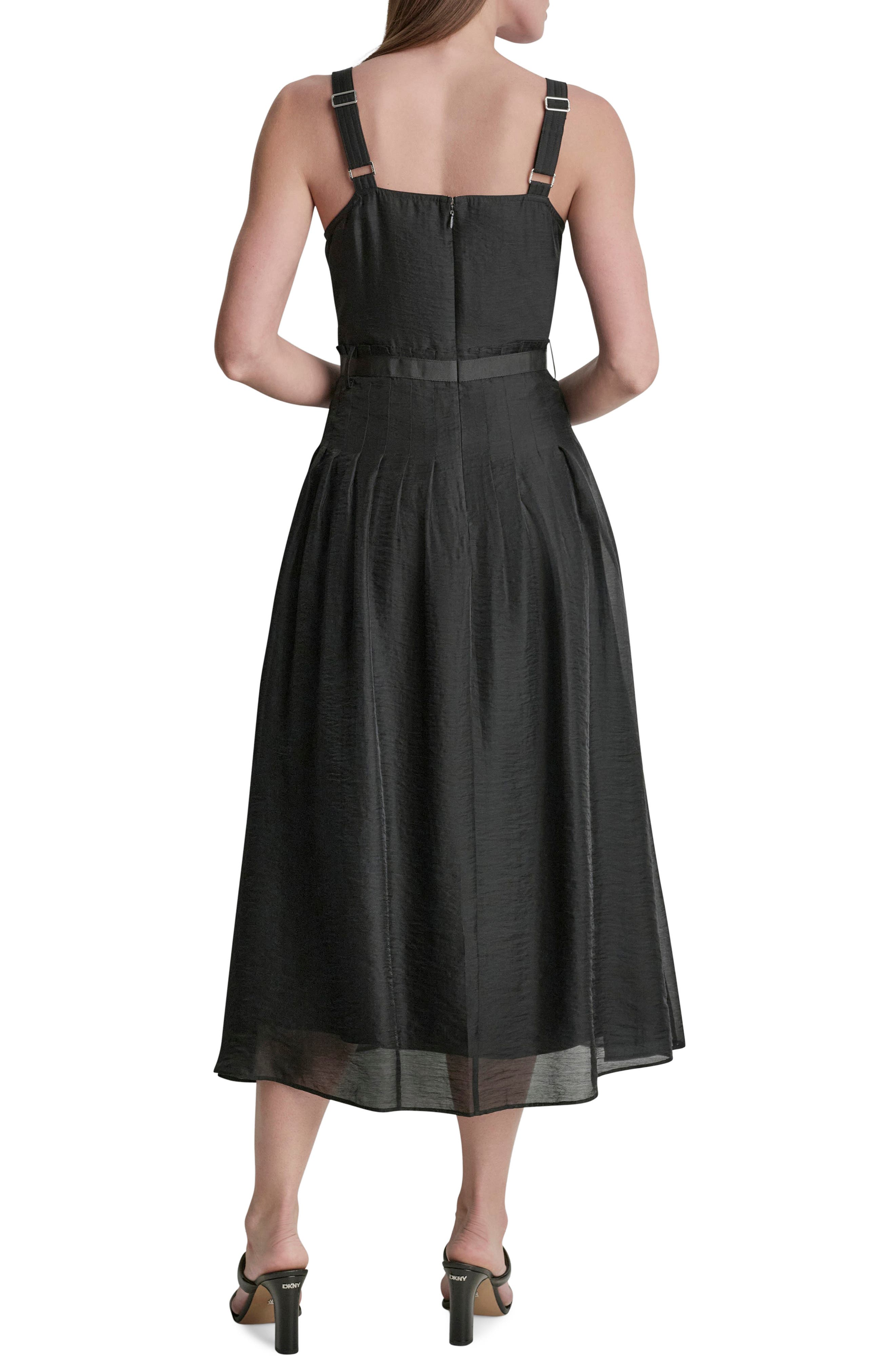 dkny pleated midi dress DKNY Womens Printed V-Neck Midi Dress