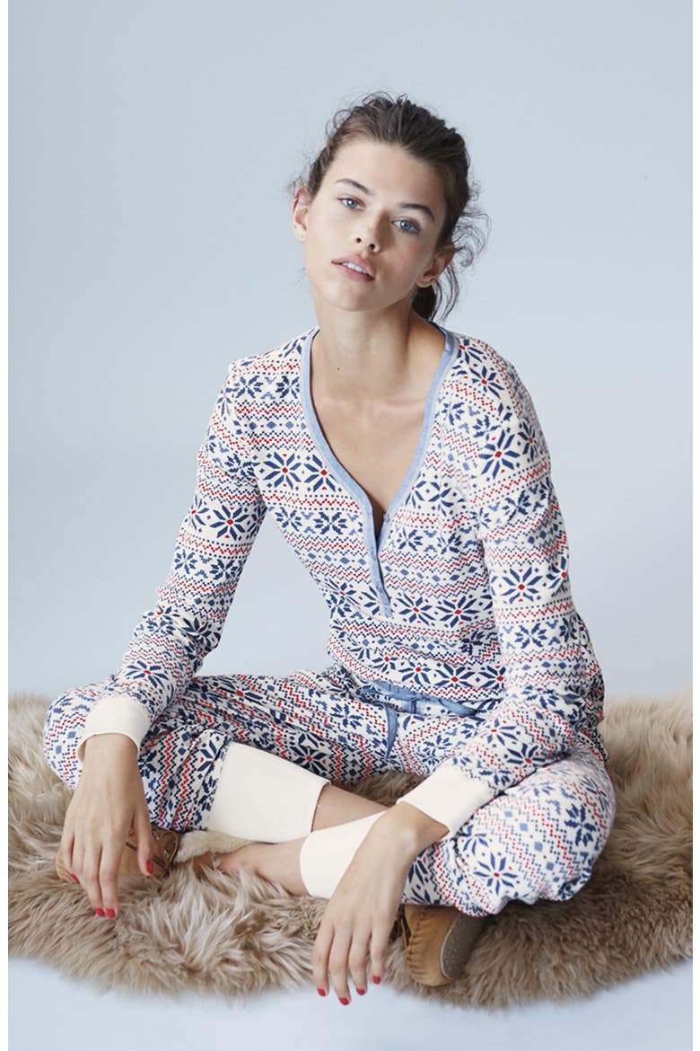 Thermal Pajamas, Alternate, color, BLACK STRIPE