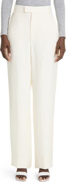 ST. JOHN High Waist Silk Blend Georgette Wide Leg Pants