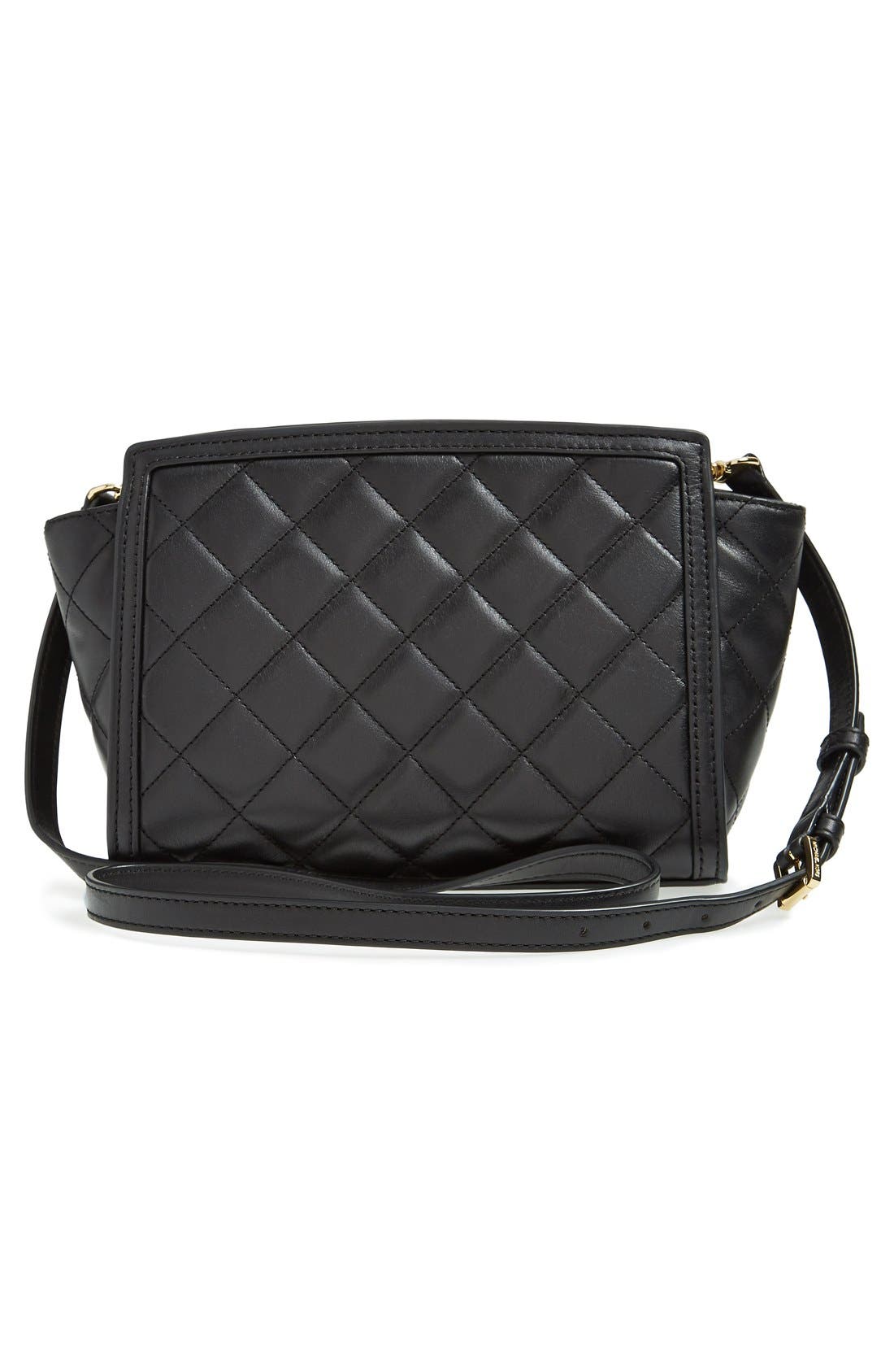 'Medium Selma' Quilted Leather Messenger Bag, Alternate, color, BLACK
