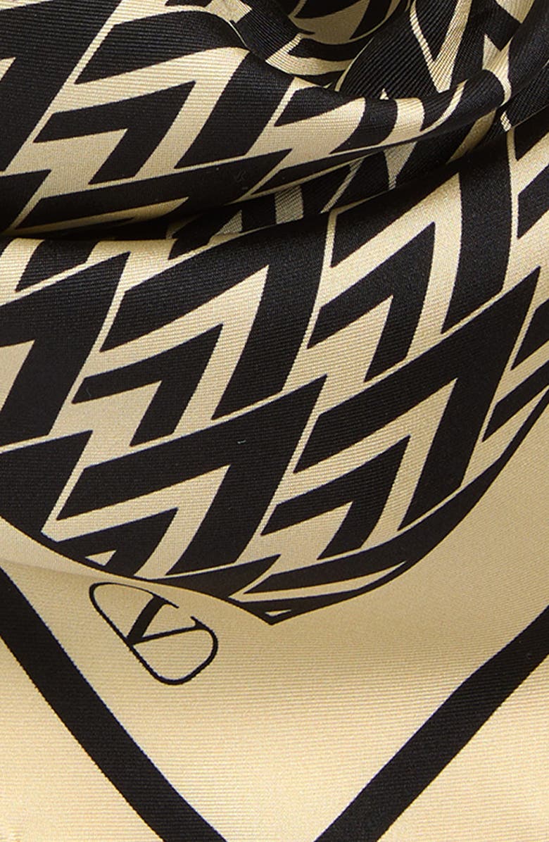 Valentino Toute la V Silk Square Scarf, Alternate, color, Cream/ Black