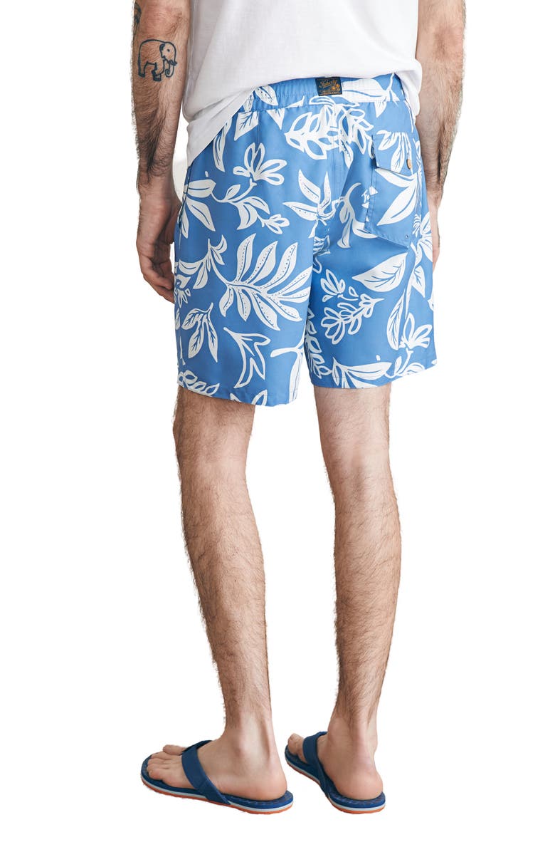 Faherty Surf Rider Sunwashed Board Shorts, Alternate, color, Sky Floral