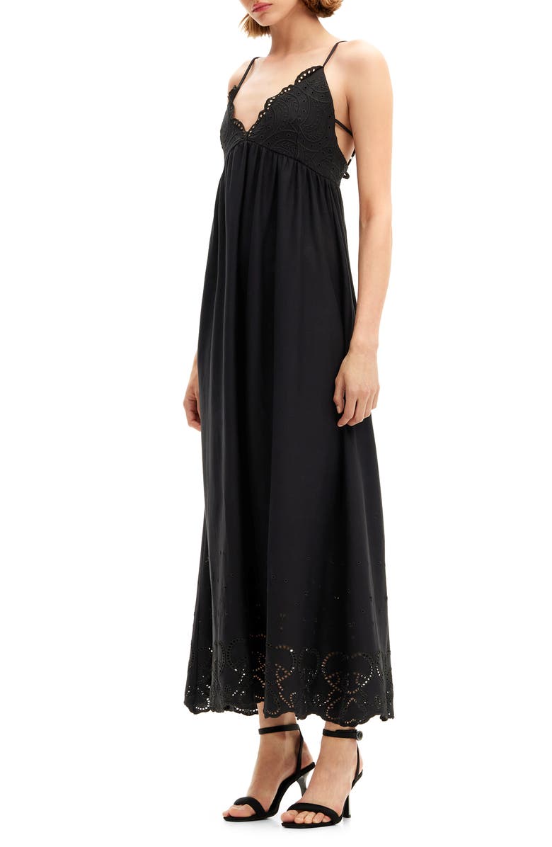 Desigual Temis Eyelet Trim A-Line Dress, Alternate, color, Black