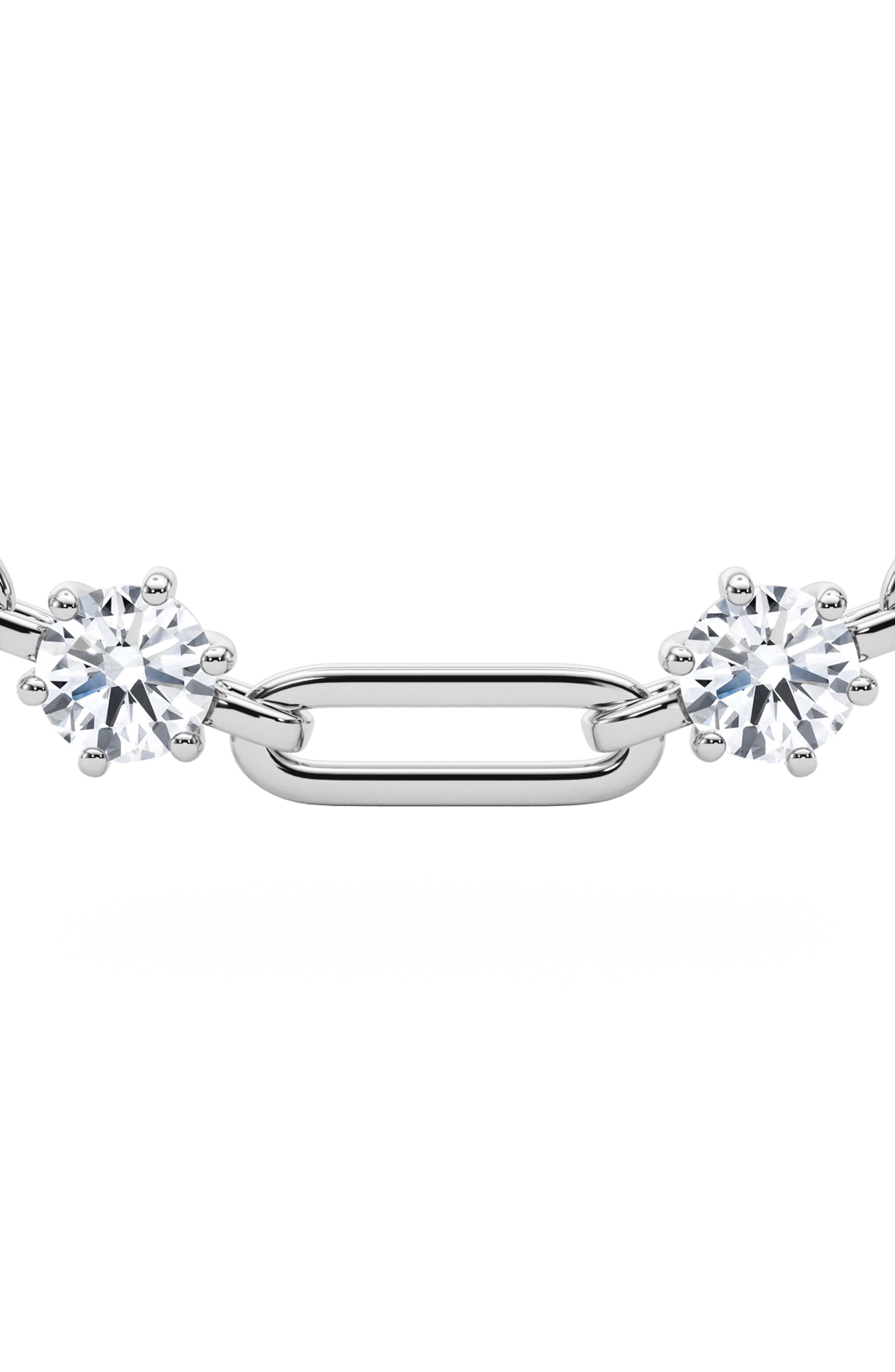 HauteCarat Lab Created Diamond Paper Clip Chain Necklace (Women ...