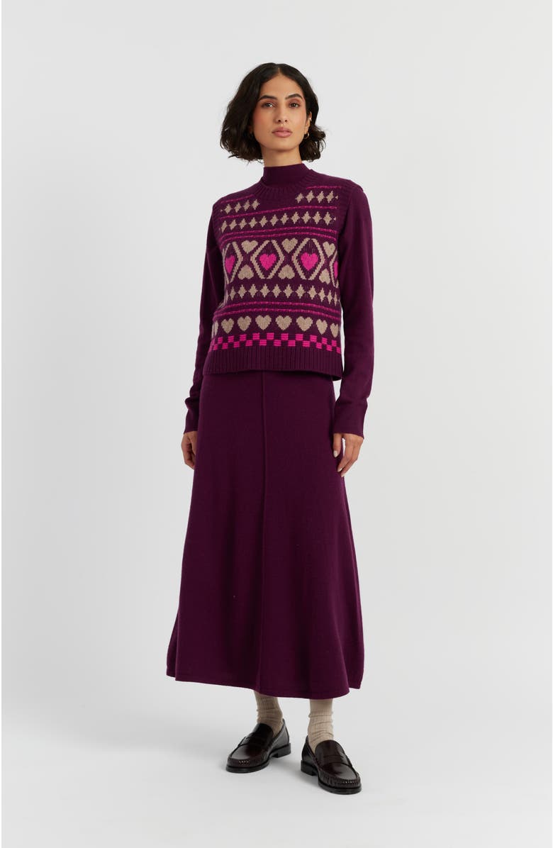 Chinti & Parker Wool Cashmere Hearts and Diamonds Tank, Alternate, color, Mulberry