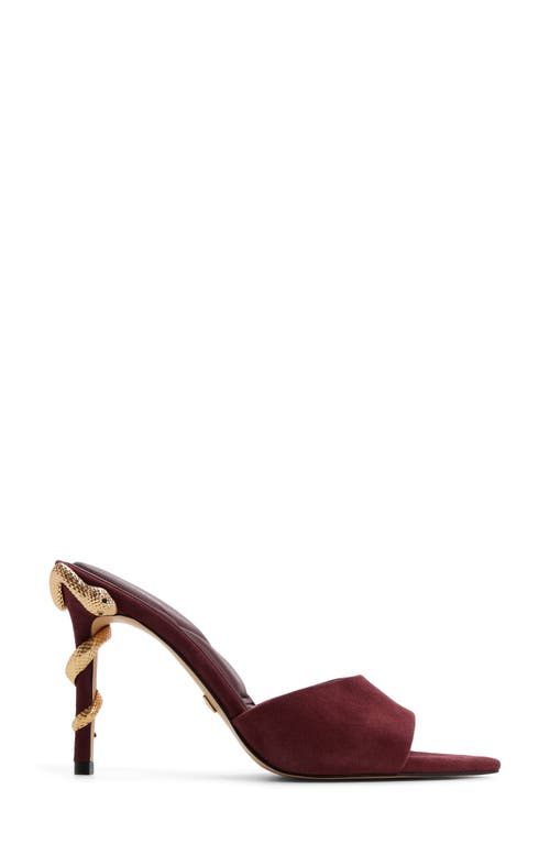 Aldo Seashella Pointed Toe Slide Sandal In Burgundy